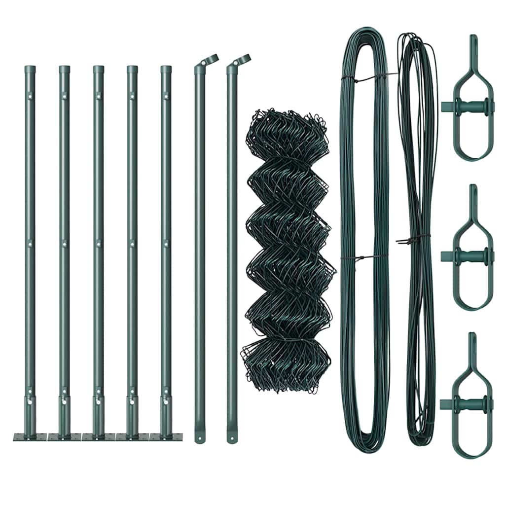 Kettengliedzaun mit Pfosten Grün 0,4 x 10 m Stahl